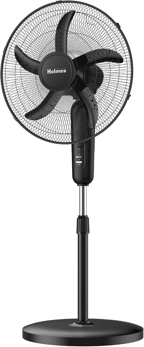 Holmes 18" Oscillating Stand Fan 3-Speed Adjustable Height 30 Tilt