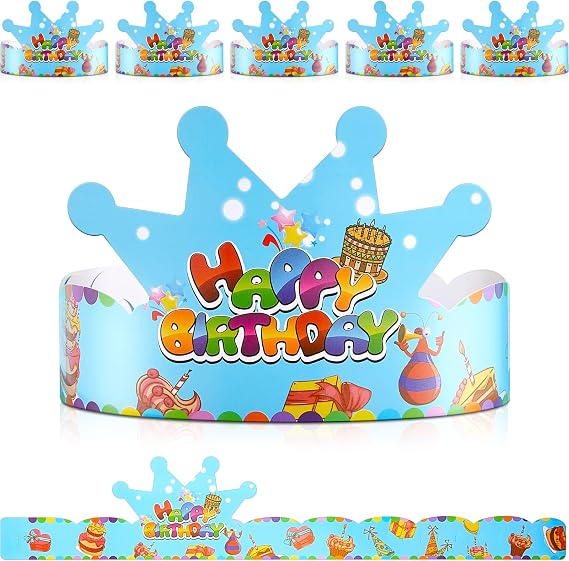 Deakin 50 Pcs Birthday Crowns for Kids Paper Party Hats Colorful Birthday Hat Paper Crowns Family School Party Supplies