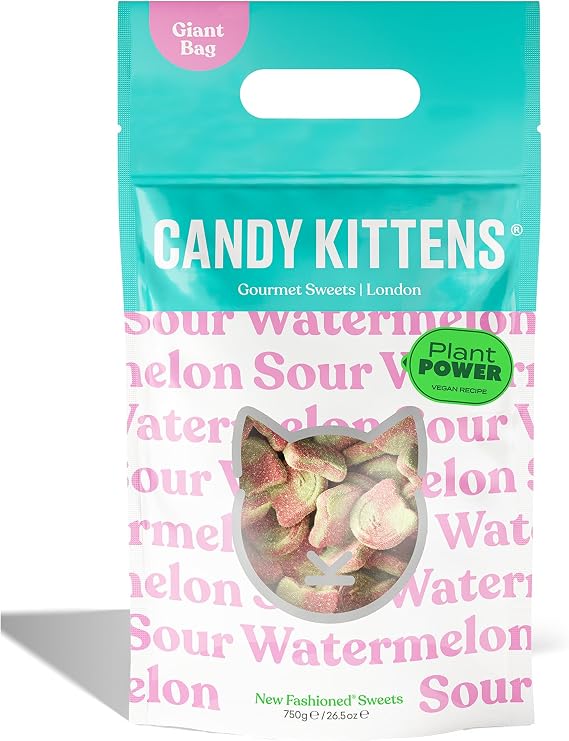 Candy Kittens Vegan Sweets SOUR WATERMELON (750g Giant Bag) - Naturally Flavoured With Fruit Juice, Ideal Vegan Treat For Gourmet Sweet Lovers, Fruity & Delicious Vegetarian Treats