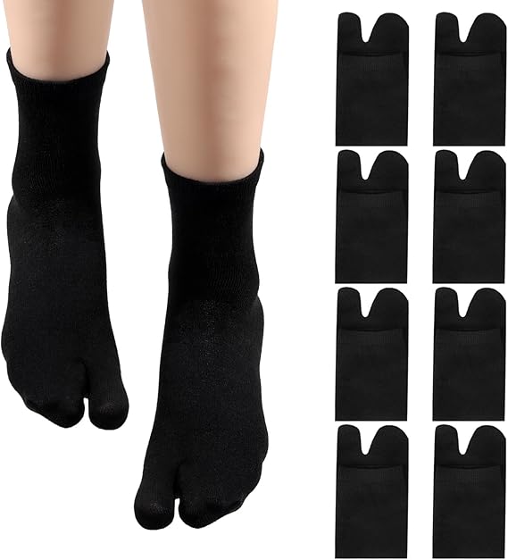 4 Pairs Unisex Split Toe Cotton Tabi Sock Split Toe Sock Japan Tabi Socks Flip Flop Socks for Flip Flop Geta