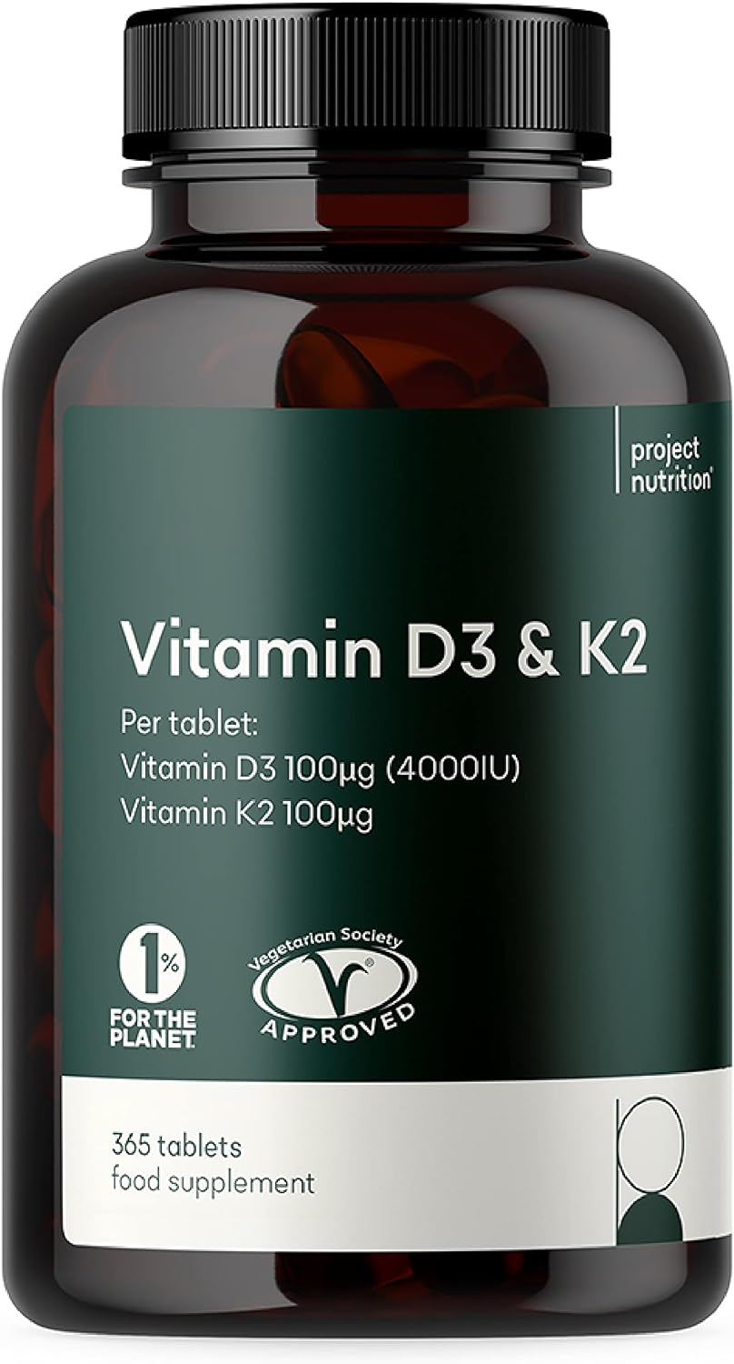 Vitamin D3 K2 Tablets 4000IU - 12 Month Supply - Easy Swallow - 365 Vegetarian 4000 IU High Strength Vitamin D & 100 mcg K2 MK7 Supplement for Women & Men - Bone & Immune System