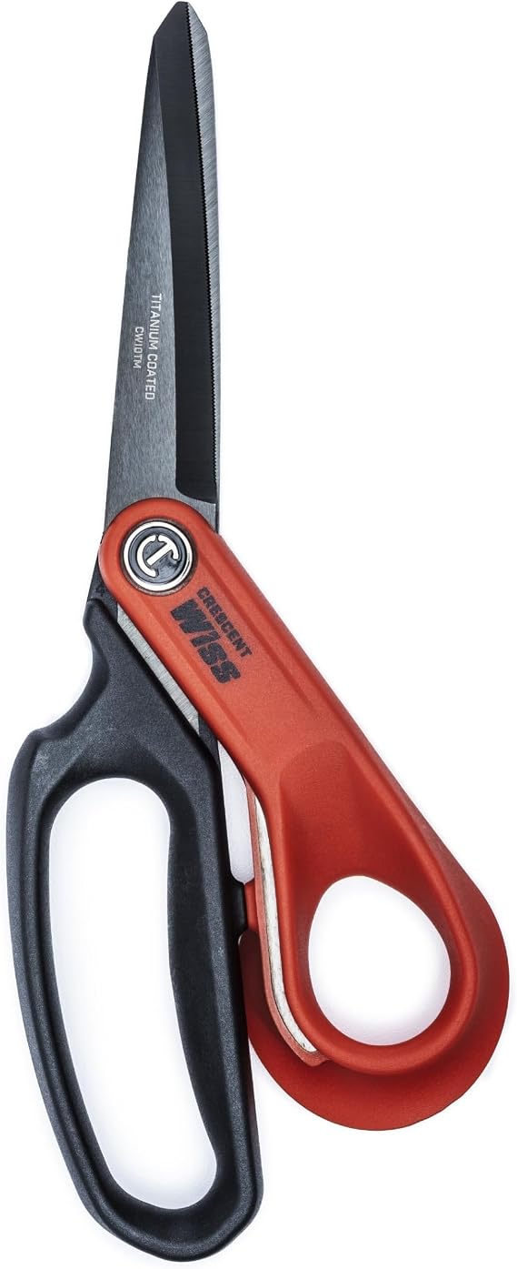 Crescent Wiss 10" Heavy-Duty Titanium Coated Tradesman Shears - Industrial Utility Shears Scissors for Cutting Leather, Wire, Cardboard - CW10TM