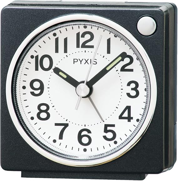 Seiko Clock PYXIS NR449K Alarm Clock, Analog Black Metallic, 2.6 x 2.5 x 1.5 inches 65 x 64 x 38 mm