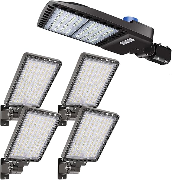 ledmo 4 Pack 240W LED Parking Lot Light Outdoor 1 Pack 200W LED Street Pole Light,5000K,IP65
