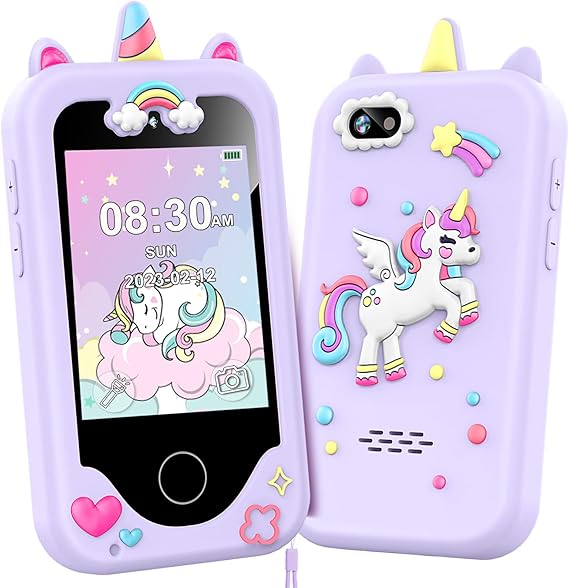 Kids Smart Phone for Girls, Christmas Birthday Gifts for Girls Age 3-10 | Kids Toys Cell Phone, 2.8" Touchscreen Toddler Learning Play Toy Phone with Dual Camera, Game, Music Player, 8GB Card, Purple