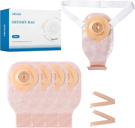 Ostomy Bags Pack of 10 Ostomy Supplies One Piece Drainable Ostomy Bag with Closure for Ileostomy Ostomy Care Suitable for Stomata with Uneven / Depressed / Leak Skin Max 45 mm