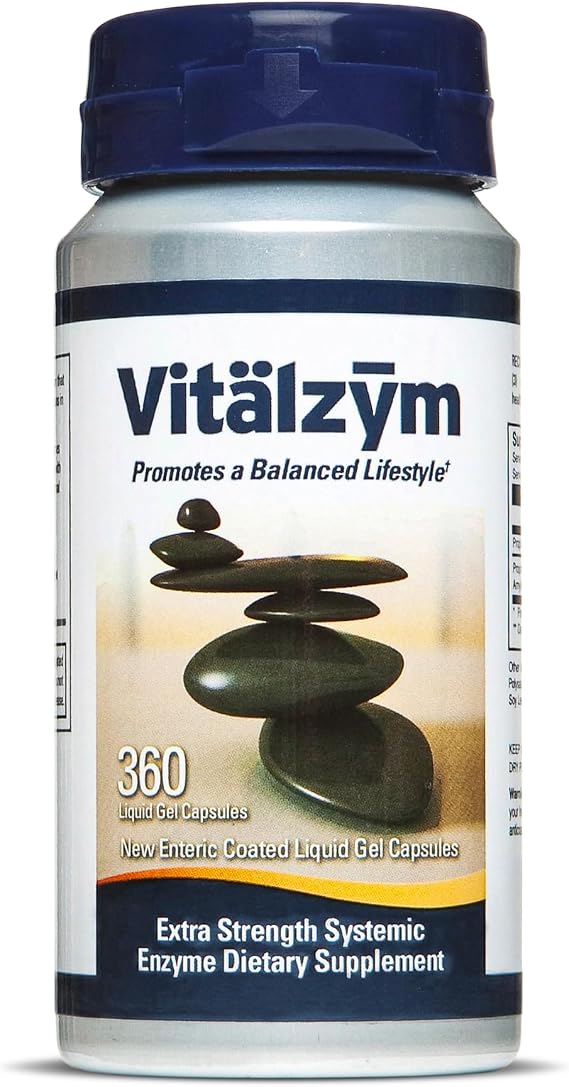 Vitalzym Systemic Enzymes 360 - Serrapeptase, Bromelain, Papain & Rutin