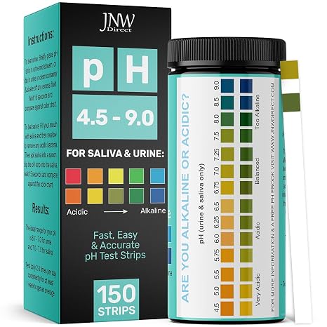 JNW Direct pH Test Strips for Urine and Saliva - 150 Litmus Paper Strips