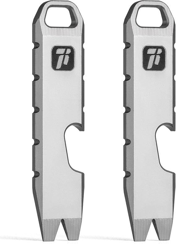 FEGVE Titanium Mini Pry Bar Tool, Pocket Pry Bar, Prybar EDC Tool-Bottle Opener Function