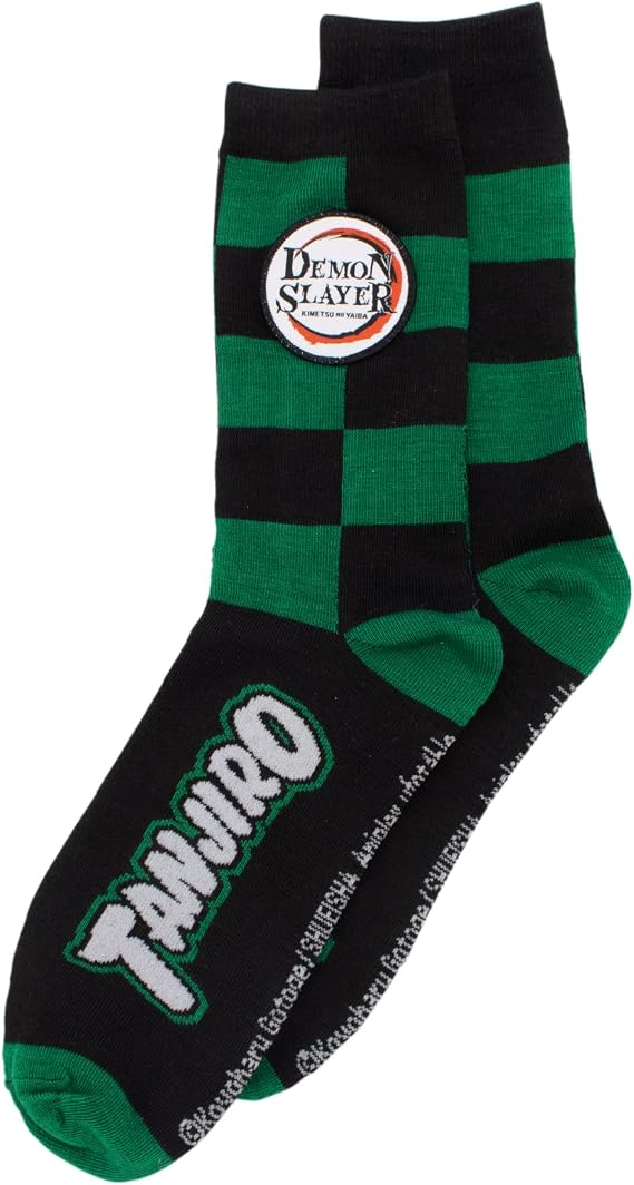 Demon Slayer Tanjiro Character Pattern Anime Crew Socks, Green, (D4H040AACF)