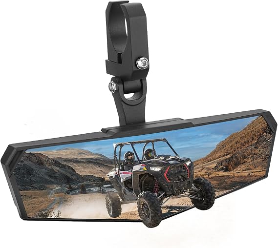 KEMIMOTO UTV Rear View Mirror, SXS UTV Mirror Clear View with 1.5-2 inch | 360 Adjustable Low Profile Aluminum Clamp Compatible with Polaris RZR 1000 Pioneer Talon Kawasaki KRX Mule Can Am X3 Zforce