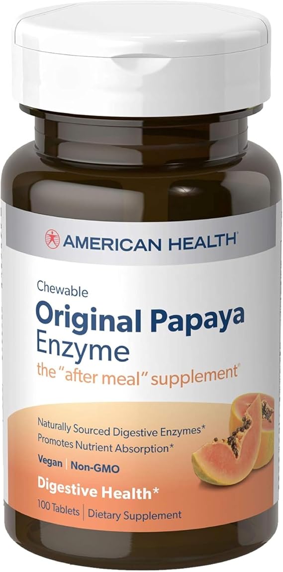 American Health Original Papaya Enzyme Chewable Tablets - Promotes Nutrient Absorption and Helps Digestion - Gluten-Free, Vegetarian - 100 Count, 33 Total Servings, Original, 100 Count