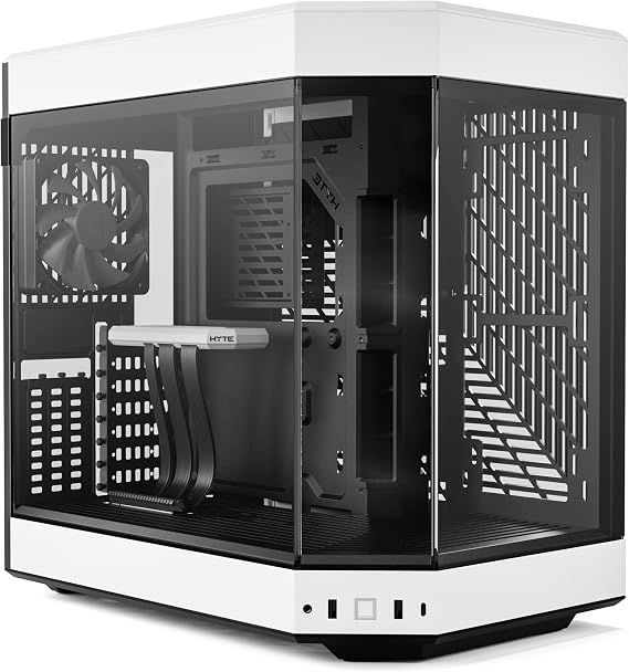 HYTE Y60 Modern Aesthetic Dual Chamber Panoramic Tempered Glass Mid Tower ATX Computer Game Case with PCIE 4.0 Riser Cable, White CS-HYTE-Y60-BW