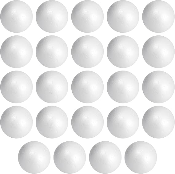 Juvale 3-Inch Foam Balls for Crafts - Smooth Foam Balls for Painting, Easy-to-Cut Craft Supply & Educational Classroom Supply - 3 in, Pack of 24, White