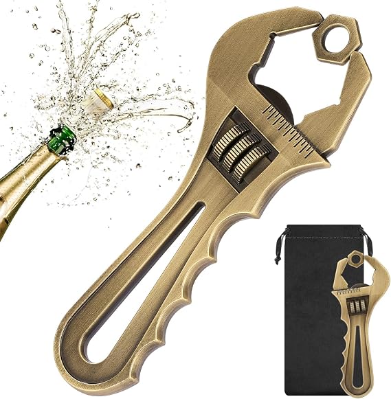 LKKCHER Wrench Bottle Opener, Gifts for Mechanics, Birthday Fathers Day Christmas Gifts for Men Dad Grandpa, Bronze Bar Tool with Gift Bag