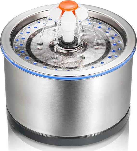 iPettie Cat Water Fountain Stainless Steel, 84oz/2.5L, 4-Stage Filtration