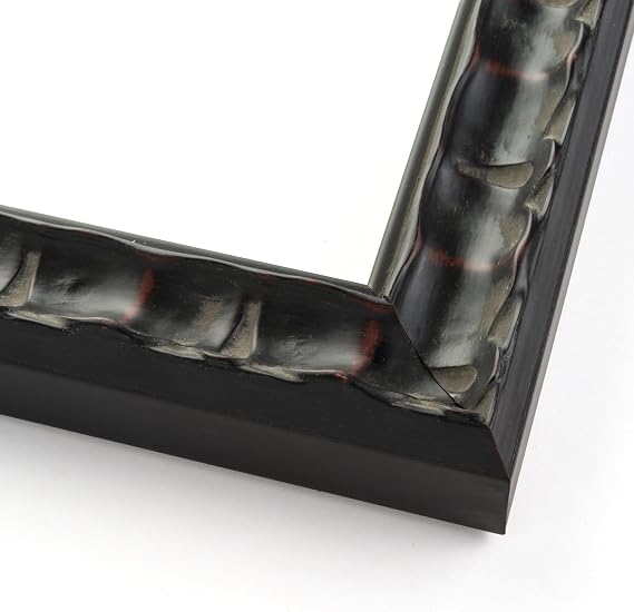 Picture Frame Moulding (Wood) 18ft Bundle - Distressed/Aged Black Finish - 1.5" Width - 5/8" Rabbet Depth