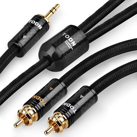 TODN Audiophile 3.5mm to RCA Audio Cable 3ft Silver-Plated OCC HiFi Cord