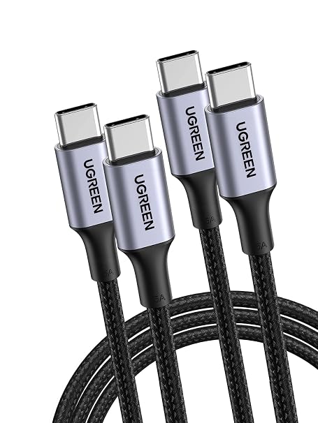 UGREEN 2 Pack USB C to USB C Charger Cable 100W 65W USB C Fast Charger Cable Compatible with MacBook Pro M3/Air, iPad Pro/Air, Dell XPS, iPhone Air/17/16 Pro Max, Galaxy S25 Ultra, Pixel 9 (2M)