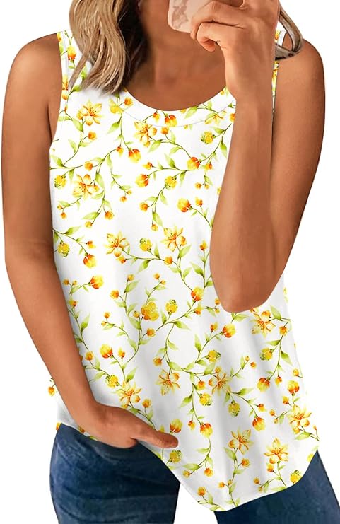 LONGYUAN Womens Tank Tops 2026 Casual Tunics Loose Sleeveless Summer Tops Basic Ladies Tee Shirts M-3XL
