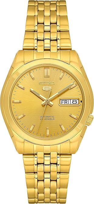 Seiko Men's SNK366K Seiko 5 Automatic Gold Dial Gold-Tone Stainless Steel Watch