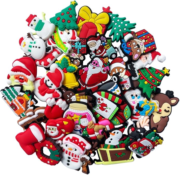 diasstro Lot of 50pcs Christmas PVC Different Shoe Charms for Shoe Decoration Party Favors