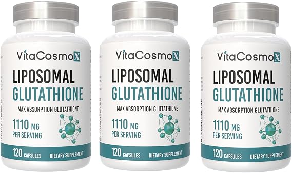 Liposomal Glutathione, 1110 mg, 120 Capsules, Vegan 100% Vegetarian, Non-GMO & Gluten Free - 3 Packs