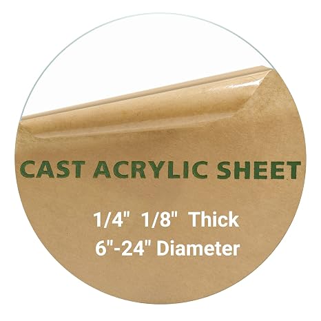 1 Pieces 1/4" Round Plexiglass Sheet, 17 Inch Diameter Clear Acrylic Circle, Round Cake Disk Acrylic Sheet, Plexiglass Table Top, Acrylic Backdrop