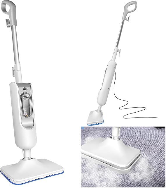 1500W Steam Mop, Detachable Handheld Cleaner, 400ml Water Tank, Floor Steamer/carpet Steamer, Fast heat up for Hardwood Laminates Tiles Car, 2 Washable Microfiber Pads