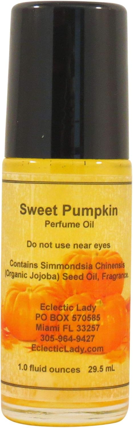 Sweet Pumpkin Perfume Oil, 1.0 Oz Portable Roll-On Fragrance with Long-Lasting Scent, Delightful Essential Oils and Jojoba Oil For Daily Use