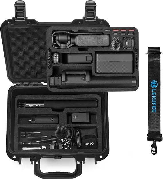 Lekufee Waterproof Hard Case for DJI Osmo Pocket 4, DJI Osmo Pocket 3, Mic 3/2/Mini, Creator Combo,Power Expansion Combo,Vlogging Camera and Accessories(Case Only)