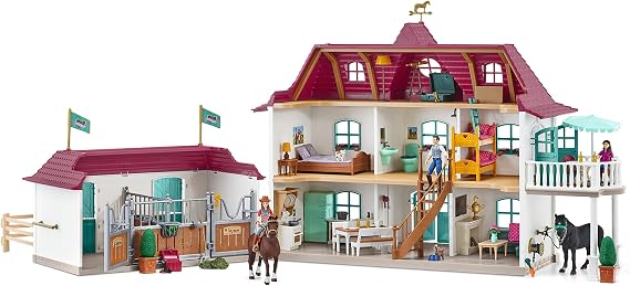 Schleich Horse Club - 192Pc Lakeside Country House and Stable 42551 | Horse Figurine, Equestrian Toy for Girls 5+, Realistic Horse Toy, Screen-Free Imaginative Pretend Play, Party Gifts