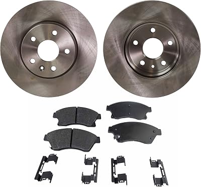 Brake Disc and Pad Kit Compatible with Chevrolet Cruze 2011-2015, Sonic 2012-2017, Cruze Limited 2016 Front, Plain Surface, 5 Lugs, Organic, GAS, Pro-Line Series