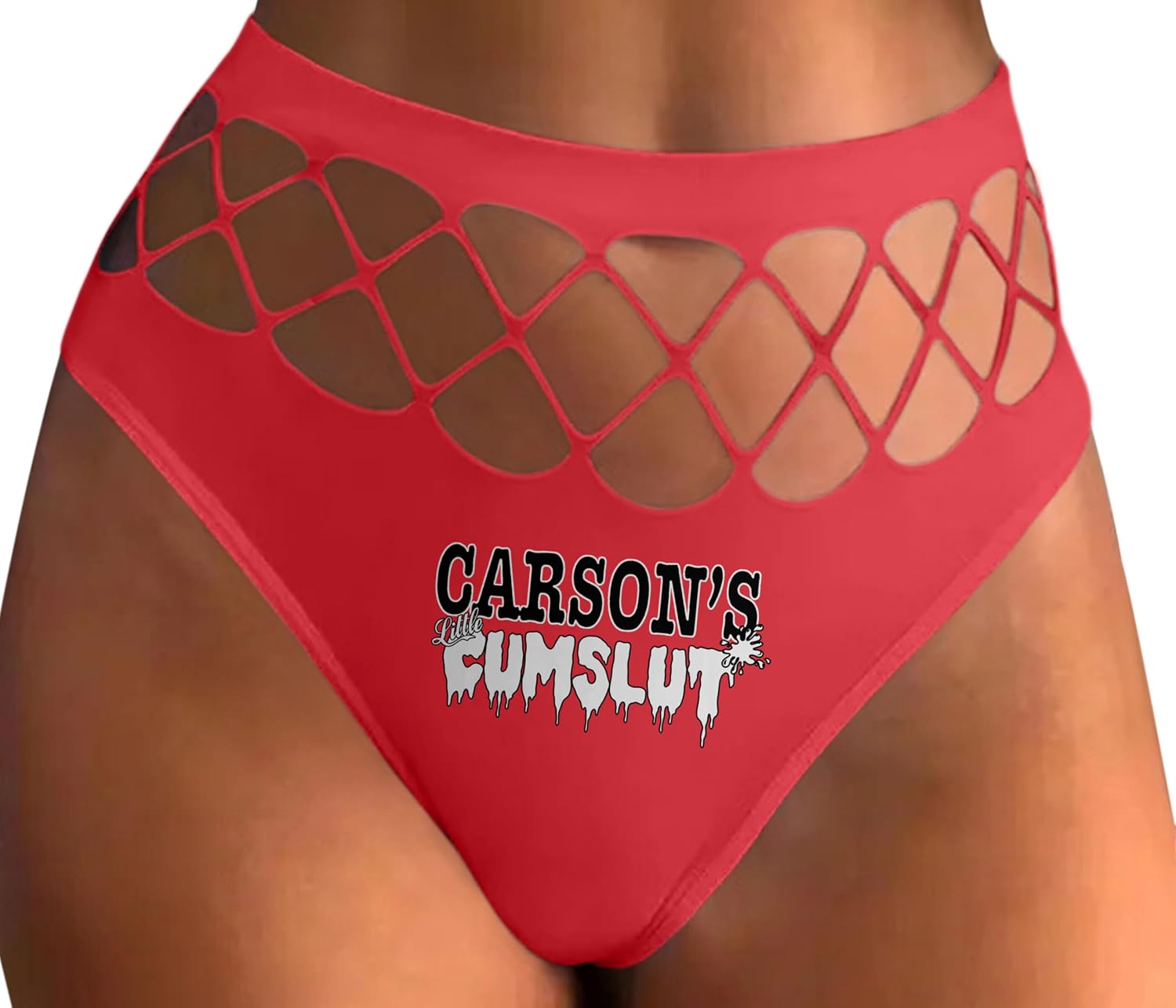 Knaughty Knickers Carsons Little Cumslut Carson Personalized Cum Slut Play Red Fishnet Thong Adult Flirty Fun