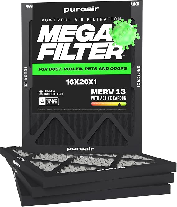 PuroAir MegaFilter 16x20x1 Air Filter MERV 13 HVAC Furnace Filter (4-Pack)