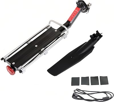Chesoon Bike Luggage Carrier Quick Release Aluminum Alloy Bicycle Pannier Bag Holder with Fender Board, Reflector and Elastic Strap 20lbs9kgs Capacity