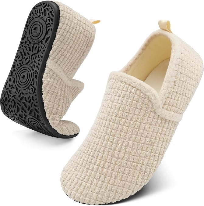 Spesoul Slippers for Women Men Furry Indoor House Shoes Soft Rubber Sole Slipper Socks Slip On House Slippers for Bedroom Home Office Travel Yoga