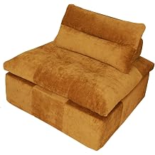 Chenille Tofu Block Modular Single Sofa, Fully Removable Washable Couch with Double-Layer High-Elastic Cushion, Minimalist for Small Space Living Room Bedroom Office (Yellow)
