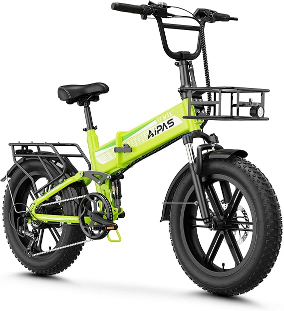 Aipas F3 Max Folding Electric Bike for Adults, Full Suspension 20" Fat Tire | 1800W Peak Motor, 85-Mile Range, 864Wh Battery, Hydraulic Disc Brake for Urban Commuting & Adventure,Tested by SGS to UL 2849