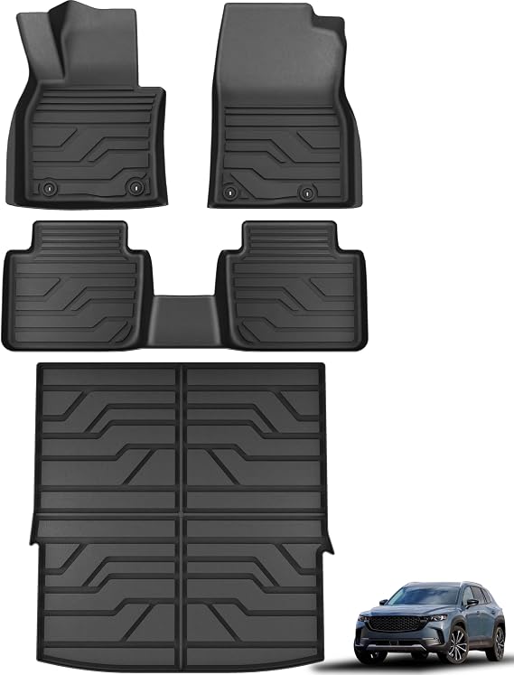 KARPAL Floor Mats for 2023-2025 2026 Mazda CX50 (Not for Hybrid) | All Weather, TPE Material, Custom Fit, Floor Liners, Car Mats, Cargo Mat, Trunk Mat, Easy Clean, Non-Slip