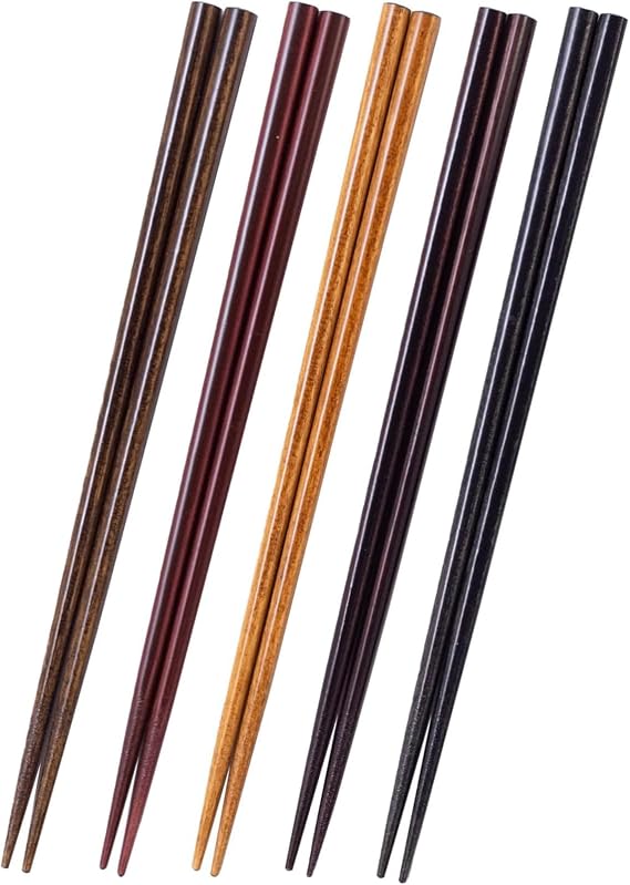 Sunlife S-03063 Chopsticks Dishwasher-Safe, 8.9 inches (22.5 cm), 5 Pairs Set, For Visitors, Dyed Wood Natural, Made in Japan