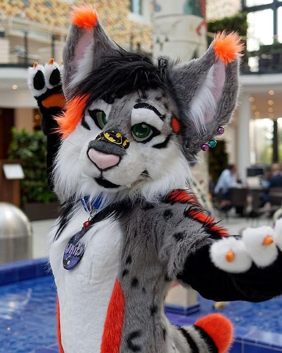 Anime grey Orange Cat Dog Fox Fursuit Teen Costumes Child Full Furry Suit Fursona Kigurumi Digitigrade Anime