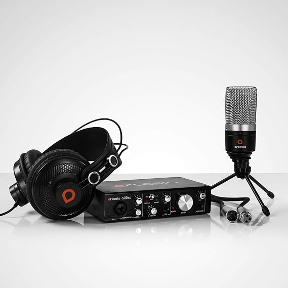 Artesia ARB-4 Recording Bundle - Professional 24-bit USB Audio Interface with Studio Monitor Headphones+ Cardioid Condenser Microphone + Desktop Headphone Hanger + Mic Cable + Bitwig studio 8