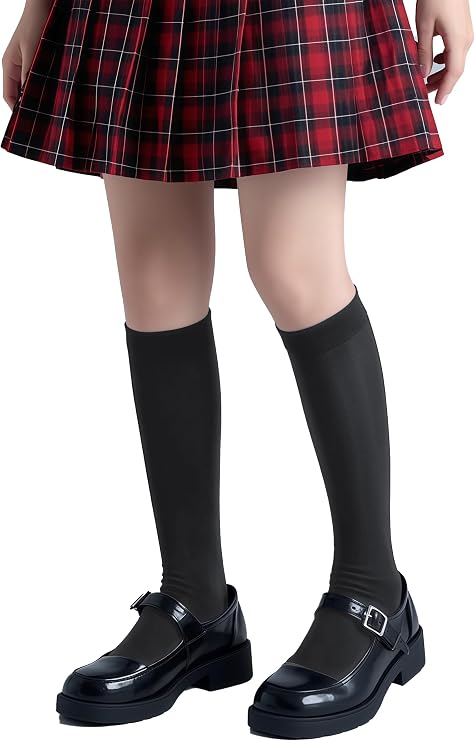 Forony Kids Girls Knee High Socks White Black Navy School Uniform