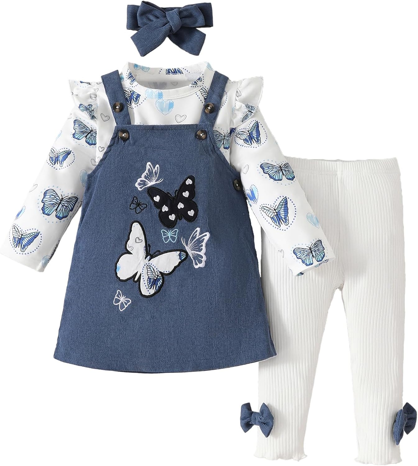 SUREPOCH 3pcs Baby Girl Clothes Outfits 12 18 24 Month 2T 3T 4T Girl Clothes Fall Winter Top Dress Pant Set