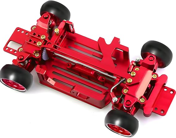 RC Car Chassis Frame 1/28 CNC Aluminum Alloy with Wheels for Wltoys 284131 K969 K979 K989 K999 or MINI-Q 4X4 Metal Frame Equipment RC Car Equipment Drift (Red)
