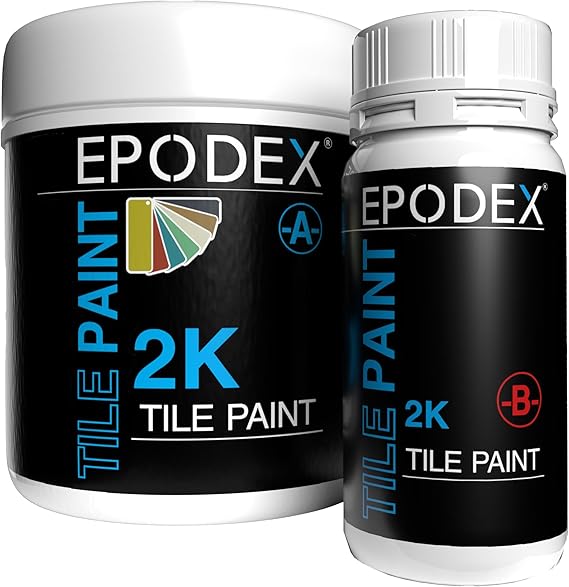 EPODEX TILE PAINT 2K, Epoxy Paint for Tiles, 45 fl oz- Concrete Gray-Pastel