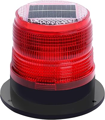 Solar Strobe Warning Light: Strong Magnetic Base Waterproof Traffic Light,Solar Safety Flashing LED Lamp for Construction, Traffic, Factory, Safety Sign, Crane Tower, Boat Navigation Red