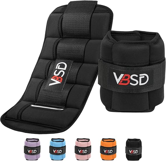 VBSD Adjustable Ankle Weights for Men Women, 2 4 6 8 10 lbs 1 Pair Leg Weight Straps, Weighted Ankle Weight Set with Removable Sandbags for Walking Running Yoga Physical Therapy Gym Home Workout