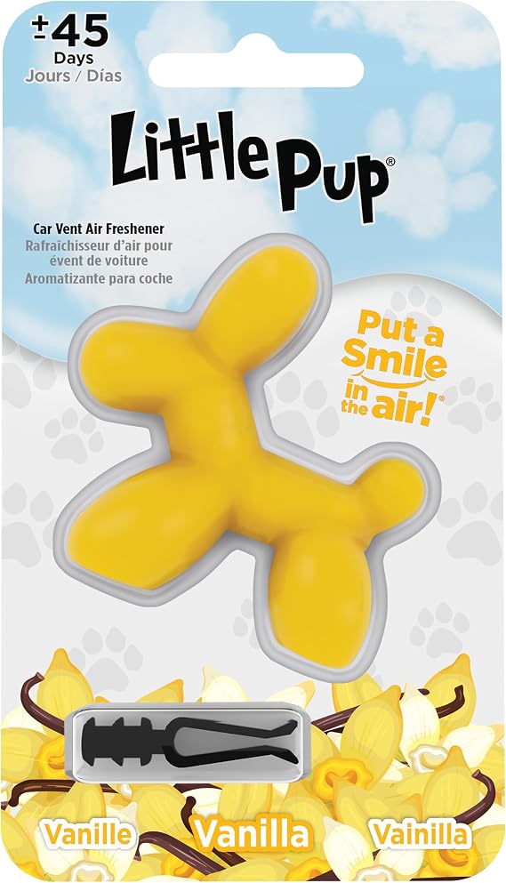 Little Pup 96602 Vanilla Scent, Car Air Freshener, Clips to A/C Air Vent, Alcohol-Free Fragrance Oil, Non-Hazardous and Non-Toxic Plastic, Set of 1